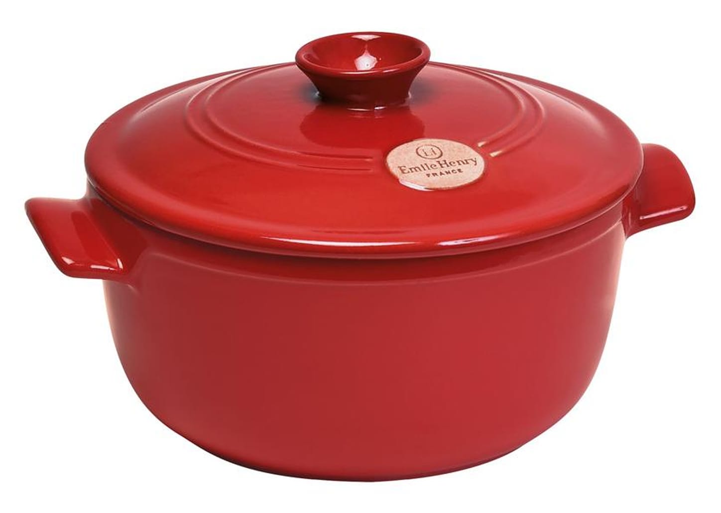 Caçarola Emile Henry de Cerâmica com Tampa 26cm 4L Vermelha