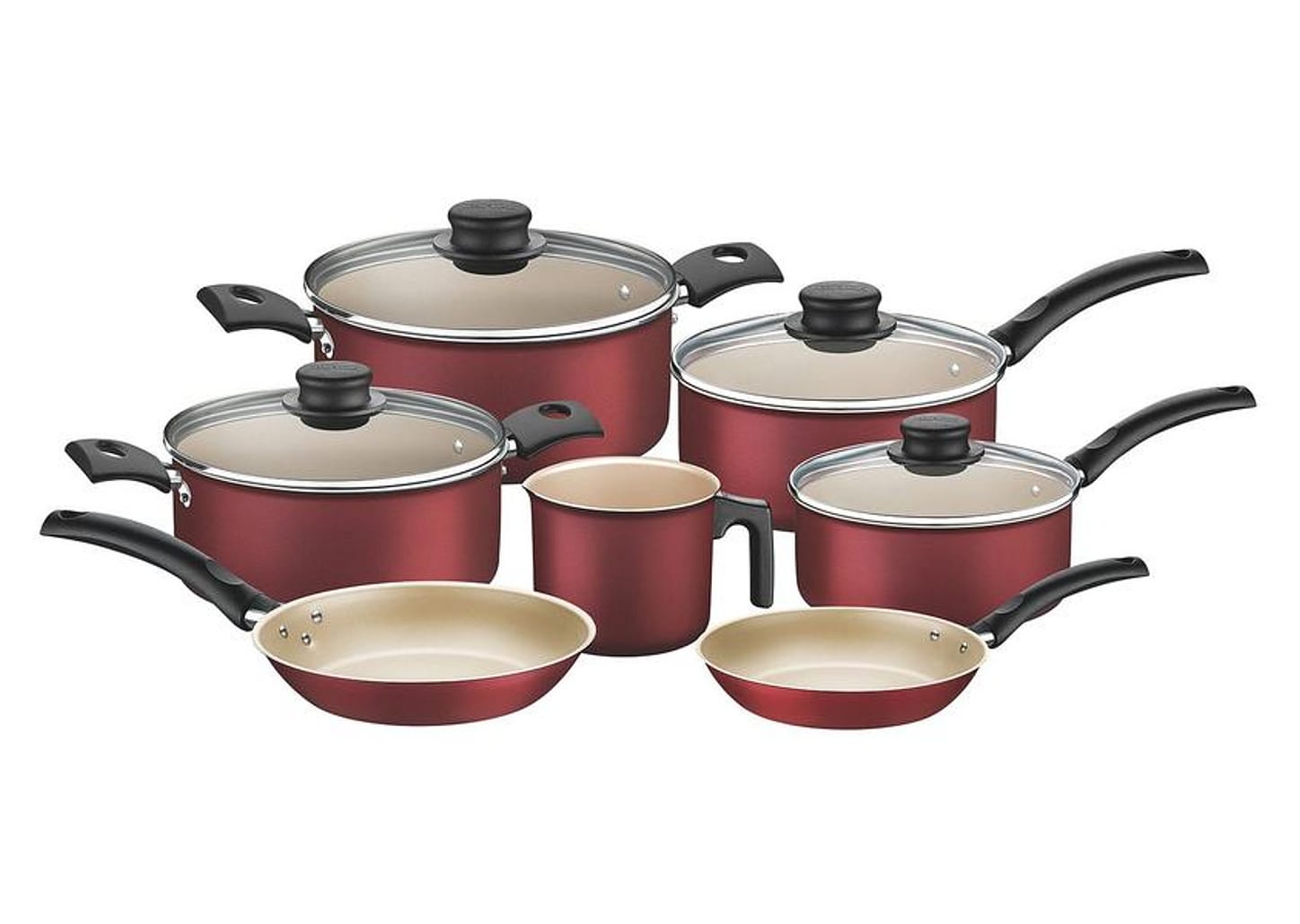 Jogo de Panelas Tramontina Antiaderente de Alumínio Vermelho 7 Peças Turim