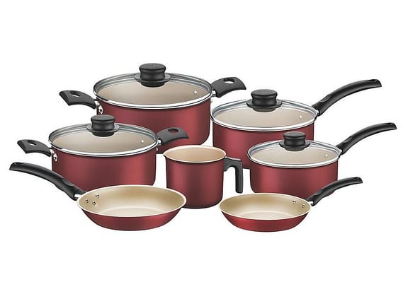 Jogo de Panelas Tramontina Antiaderente de Alumínio Vermelho 7 Peças Turim