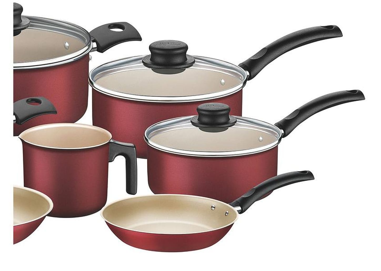 Jogo de Panelas Tramontina Antiaderente de Alumínio Vermelho 7 Peças Turim