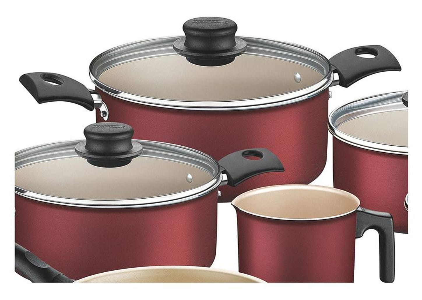 Jogo de Panelas Tramontina Antiaderente de Alumínio Vermelho 7 Peças Turim