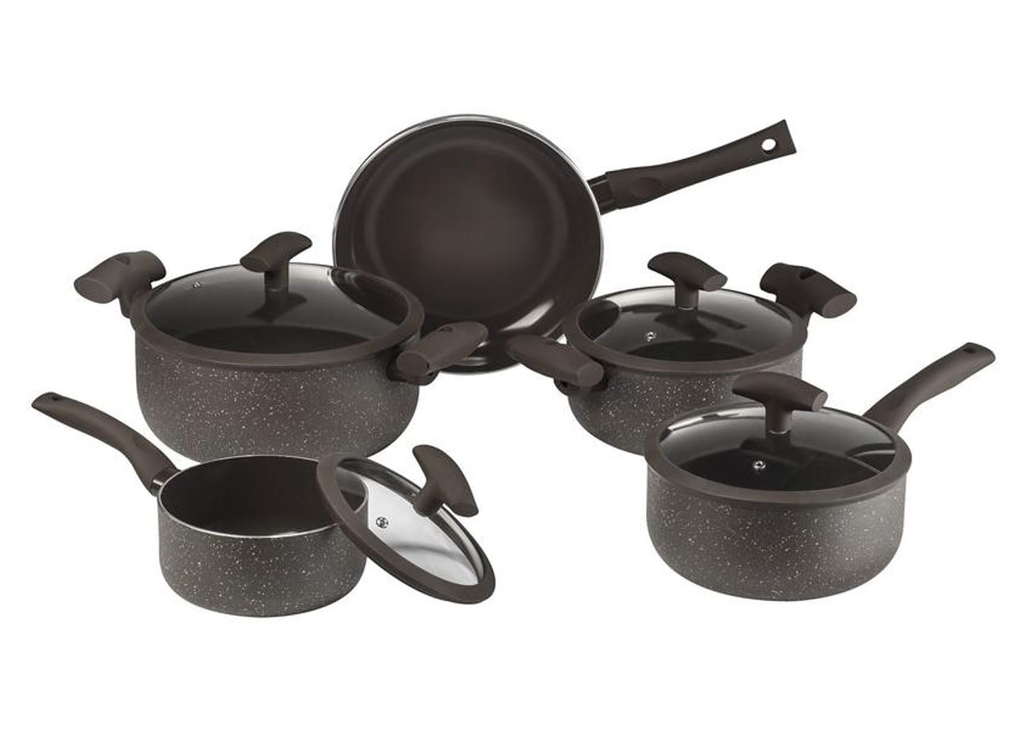 Jogo de Panelas Hercules Antiaderente Cerâmico de Alumínio Marrom 5 Peças Soft Touch PA300-5PMA