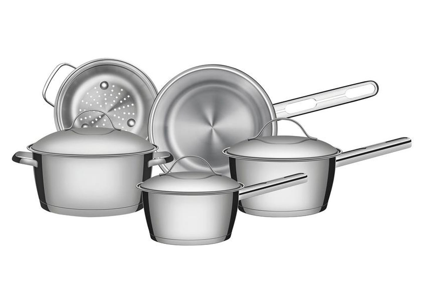 Conjunto de Panelas Tramontina 65650/280 Inox 5 Peças Fundo Triplo