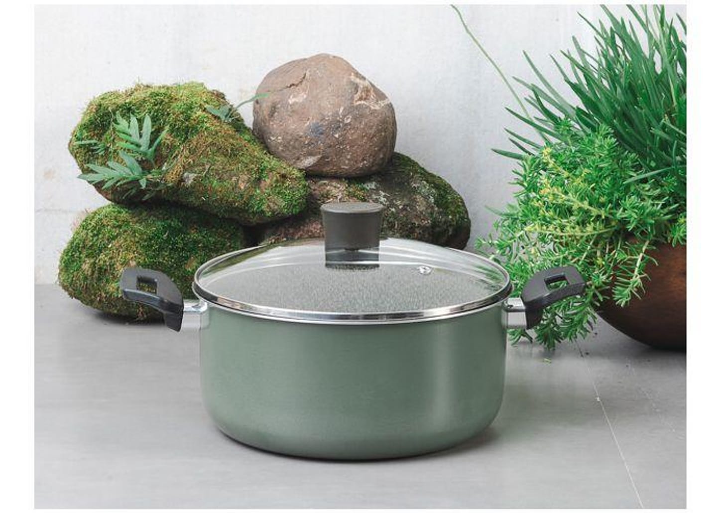 Caçarola Multiflon Antiaderente de Alumínio 24cm 5L Verde Ekó