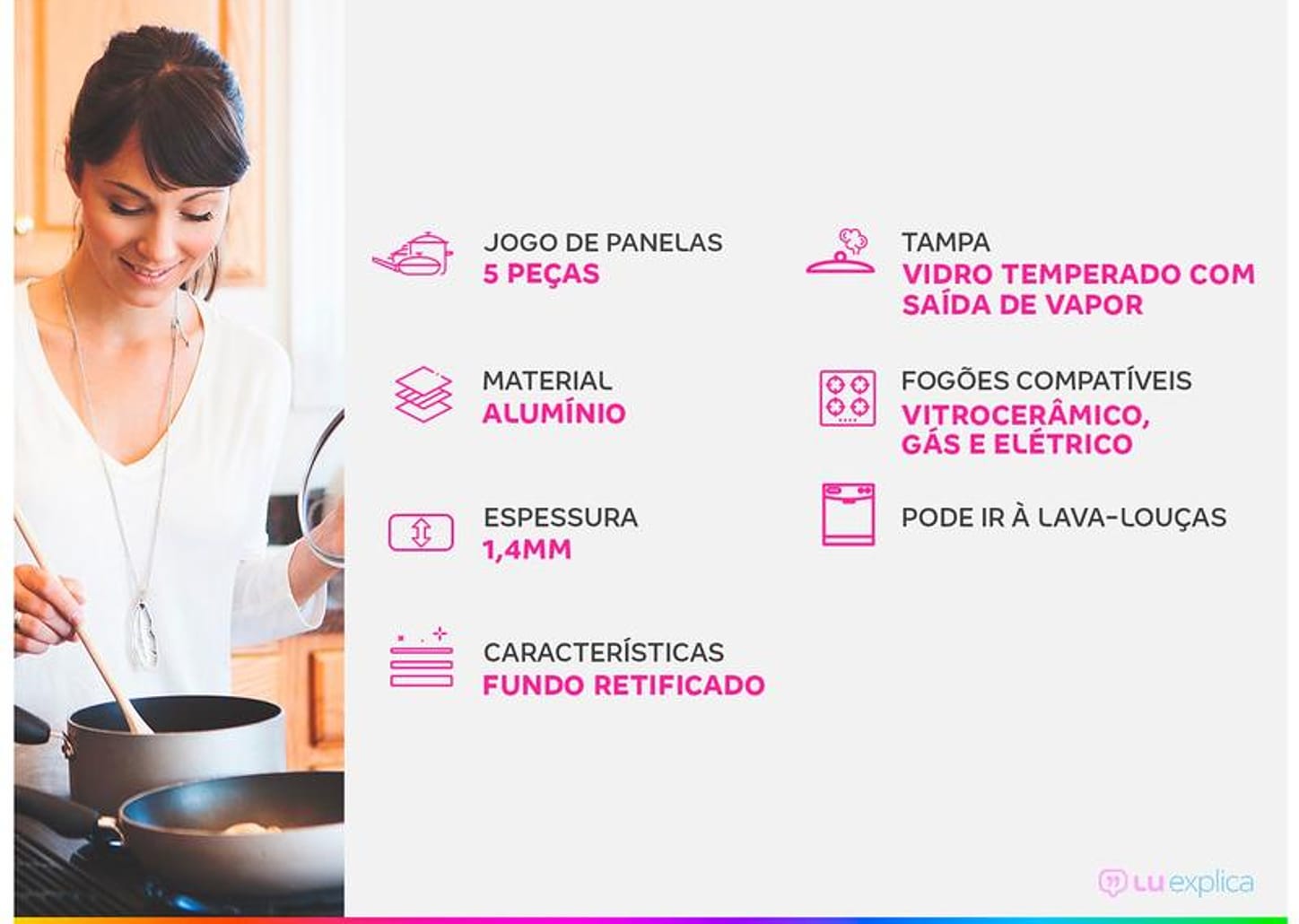 Jogo de Panelas Multiflon Antiaderente de Alumínio Verde 5 Peças Ekó