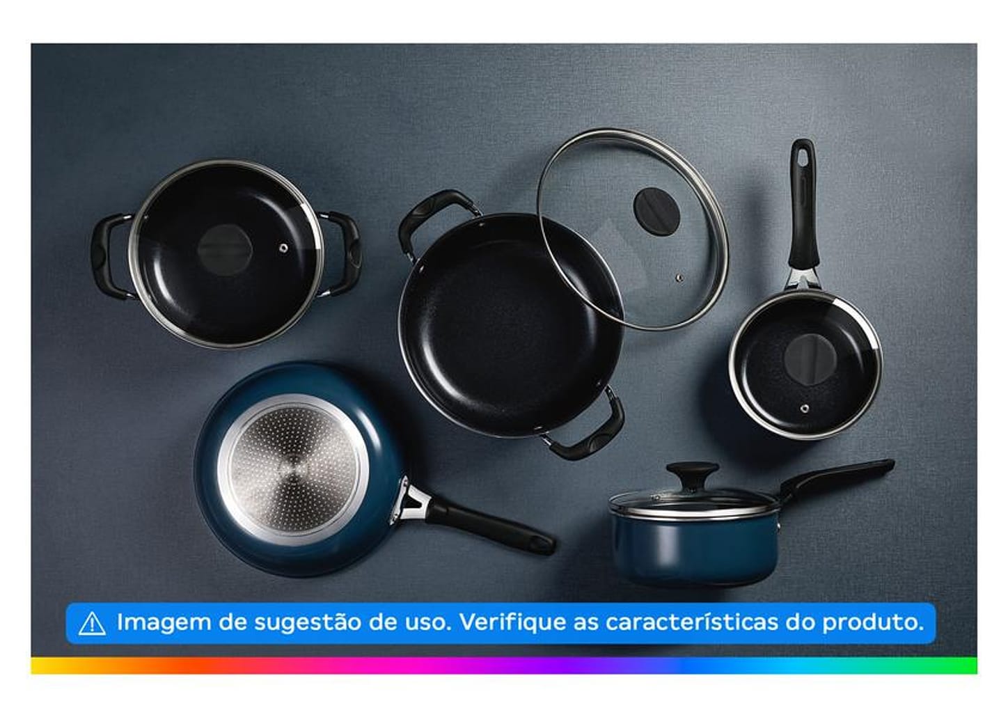 Jogo de Panelas Tramontina Antiaderente de Alumínio Azul Mediterrâneo 5 peças Tunis