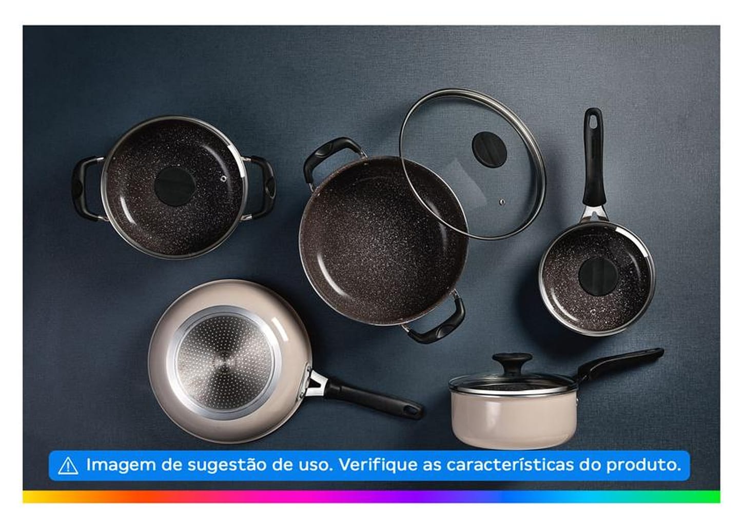 Jogo de Panelas Tramontina Antiaderente de Alumínio Rosa Trufado 5 peças Tunis