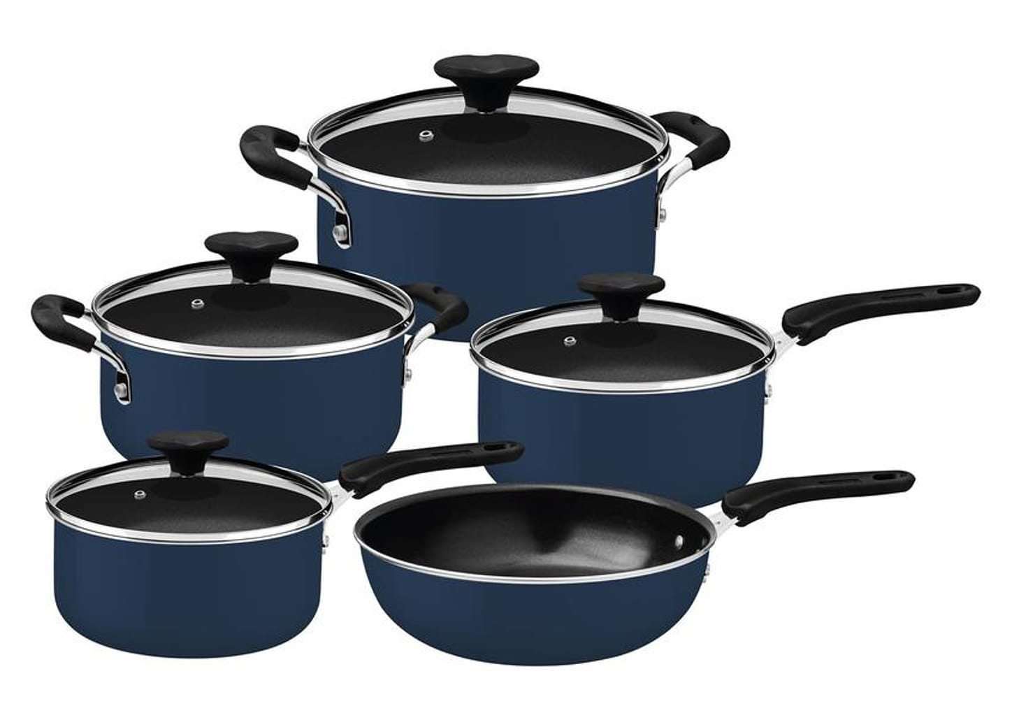 Jogo de Panelas Tramontina Antiaderente de Alumínio Azul Mediterrâneo 5 peças Tunis