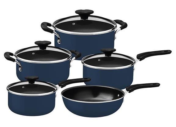 Jogo de Panelas Tramontina Antiaderente de Alumínio Azul Mediterrâneo 5 peças Tunis