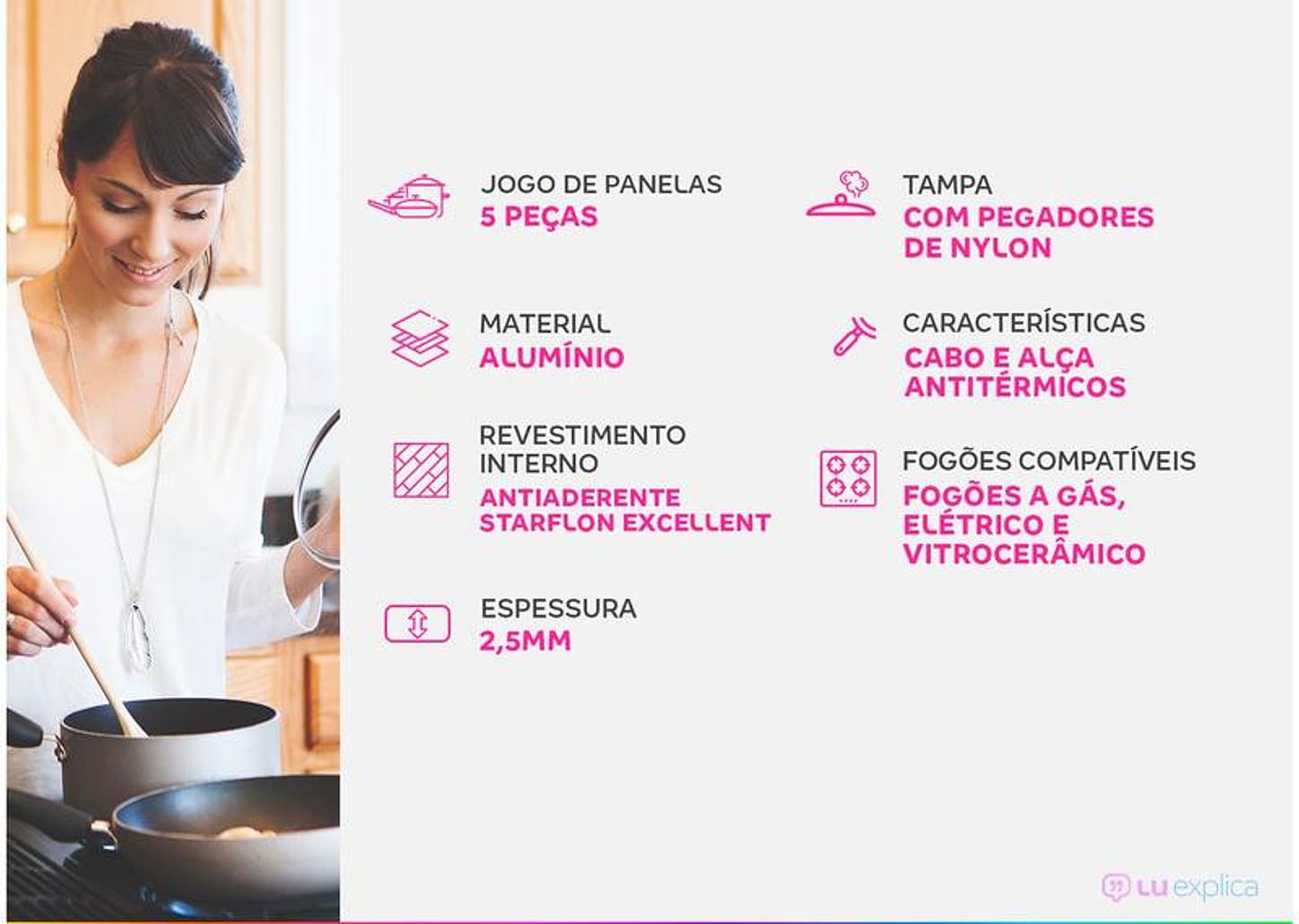 Jogo de Panelas Tramontina Antiaderente de Alumínio Coral 5 peças Spezia Excellent