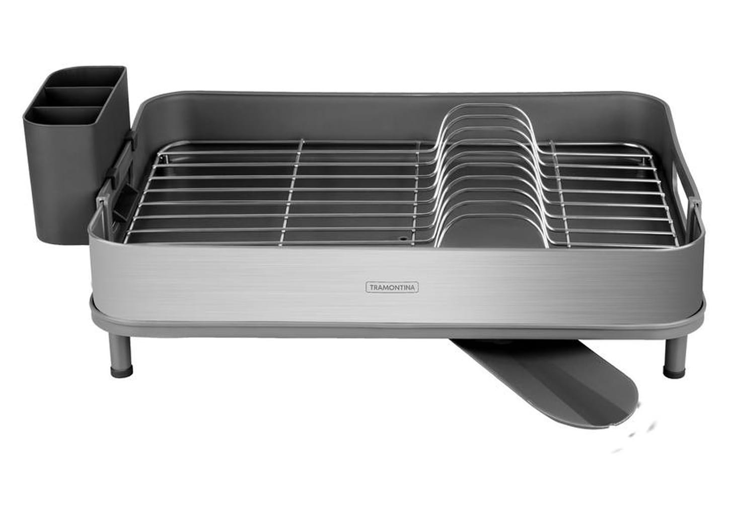 Escorredor de Louça Inox Tramontina Plurale Cinza 10 Pratos com Porta Talheres