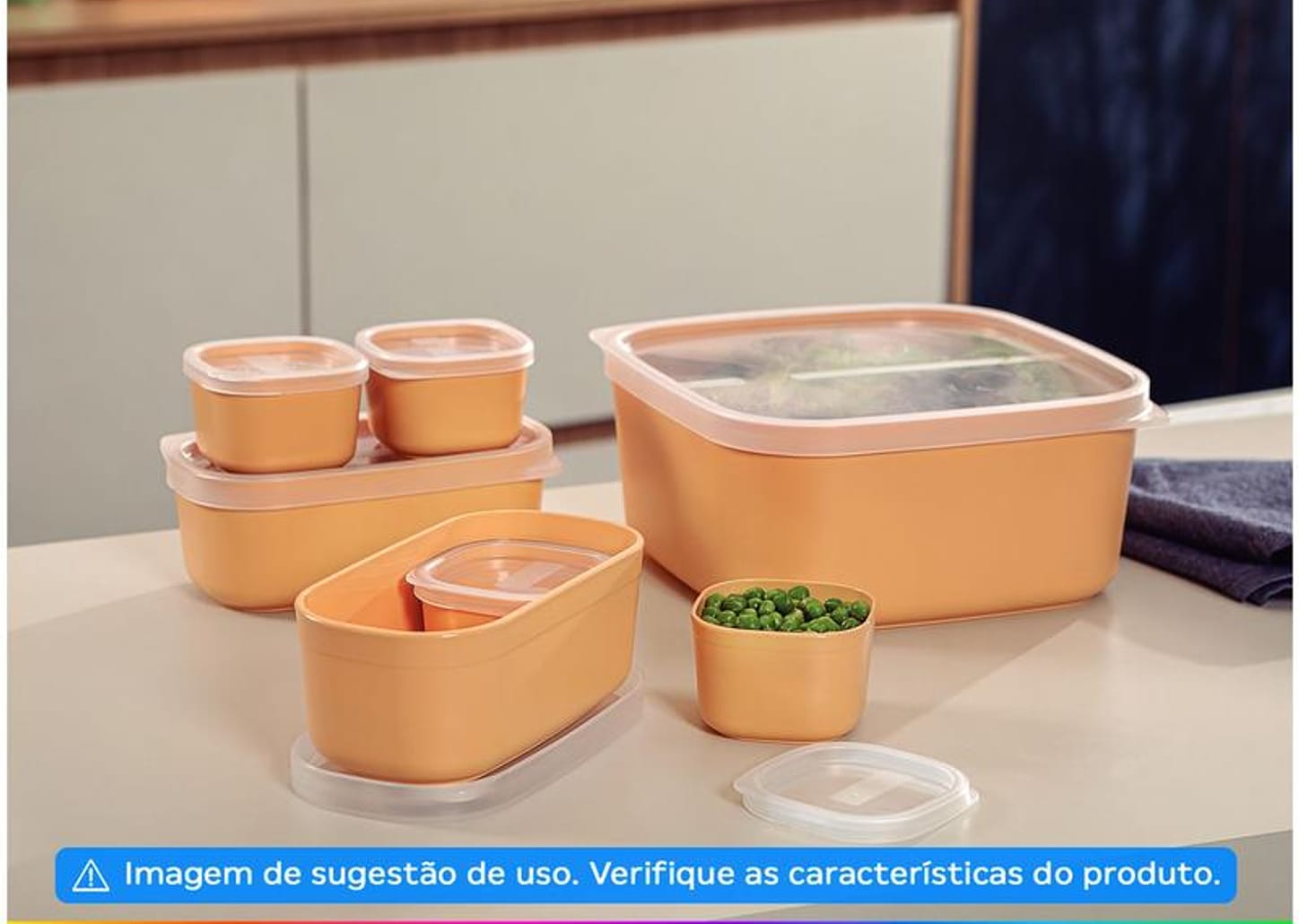Jogo de Potes de Polipropileno Hermético Tramontina com Tampa Retangular 7 Peças