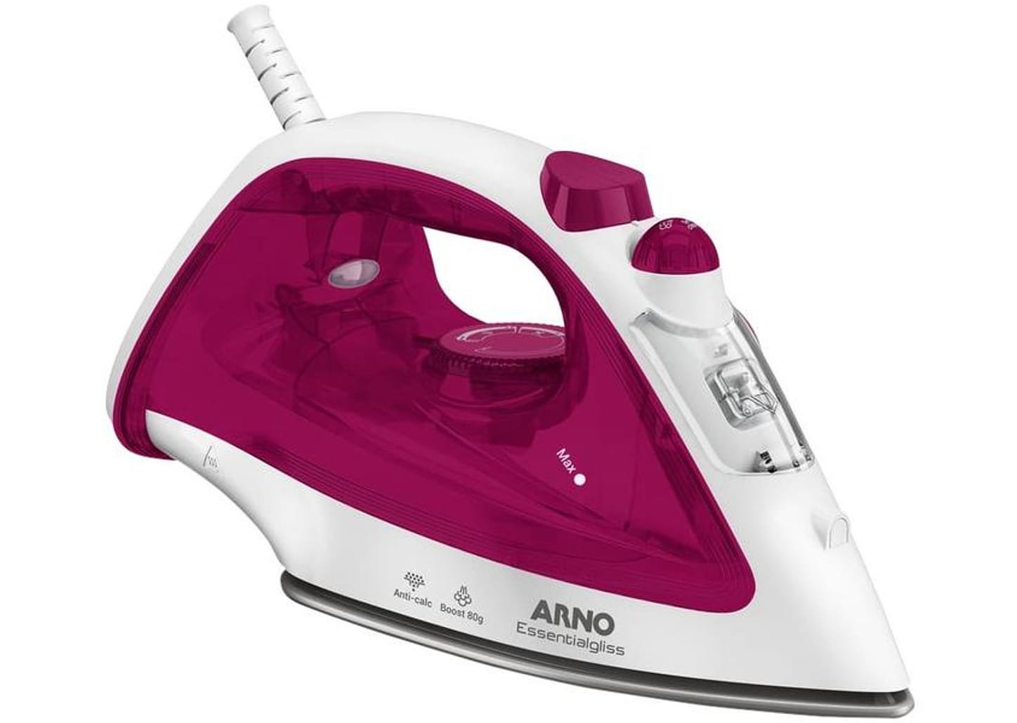 Ferro de Passar Roupa a Vapor Arno Essentialgliss Rosa e Branco