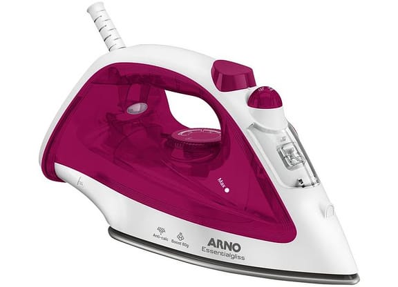 Ferro de Passar Roupa a Vapor Arno Essentialgliss Rosa e Branco