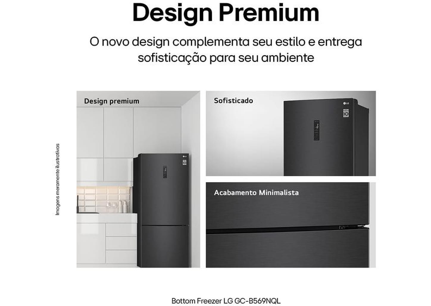 Geladeira/Refrigerador LG Frost Free Smart Preta 451L Inox Look GC-B569NQL2.AMCGSBS