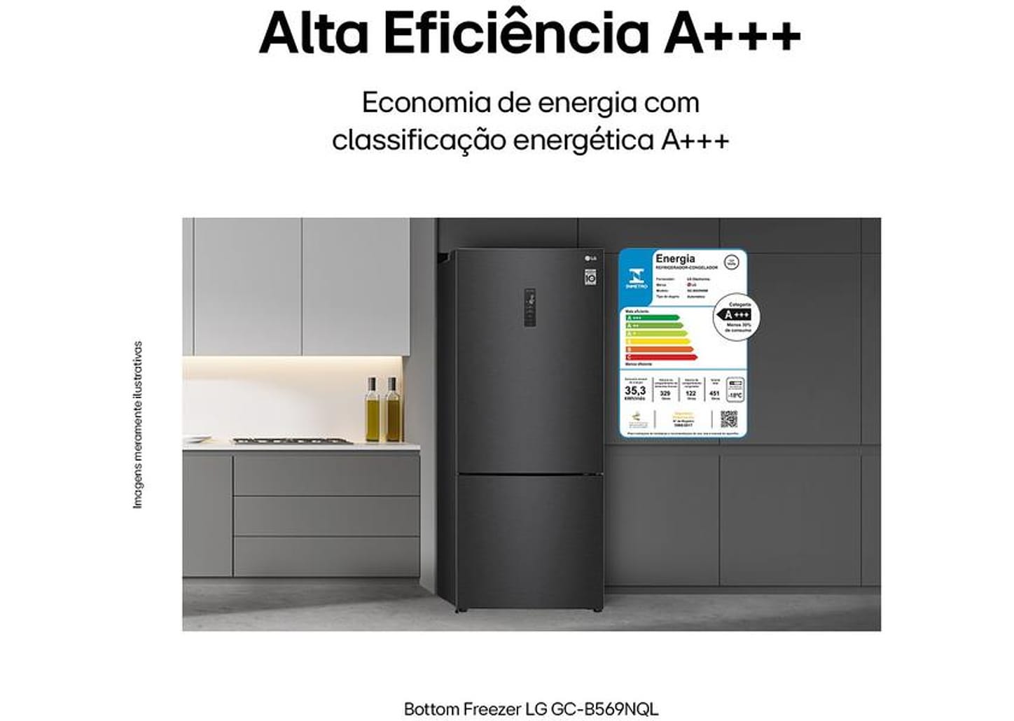 Geladeira/Refrigerador LG Frost Free Smart Preta 451L Inox Look GC-B569NQL2.AMCGSBS