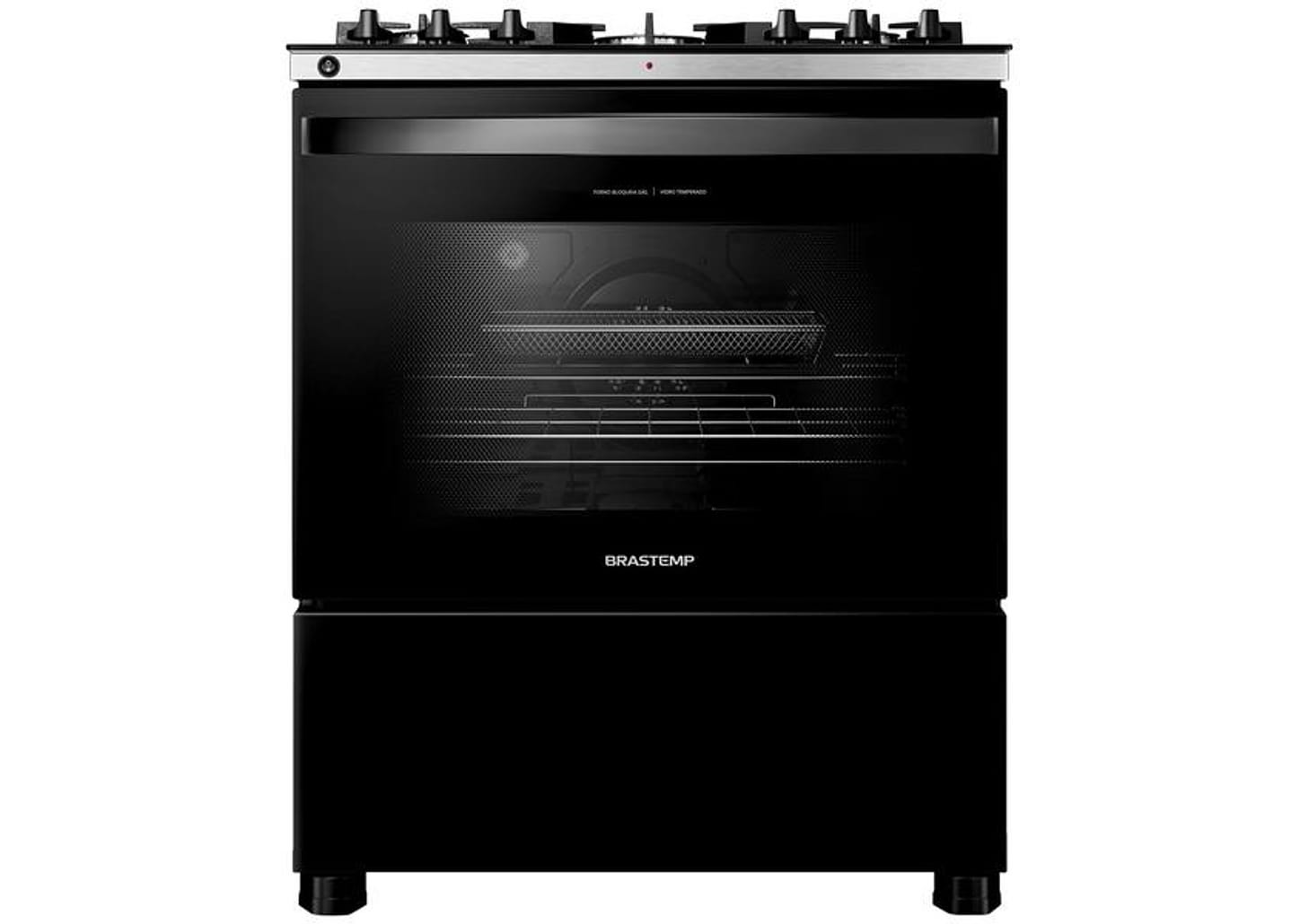 Fogão 5 bocas Brastemp Mesa de Vidro Preto Acendimento Automático BFS5LAE