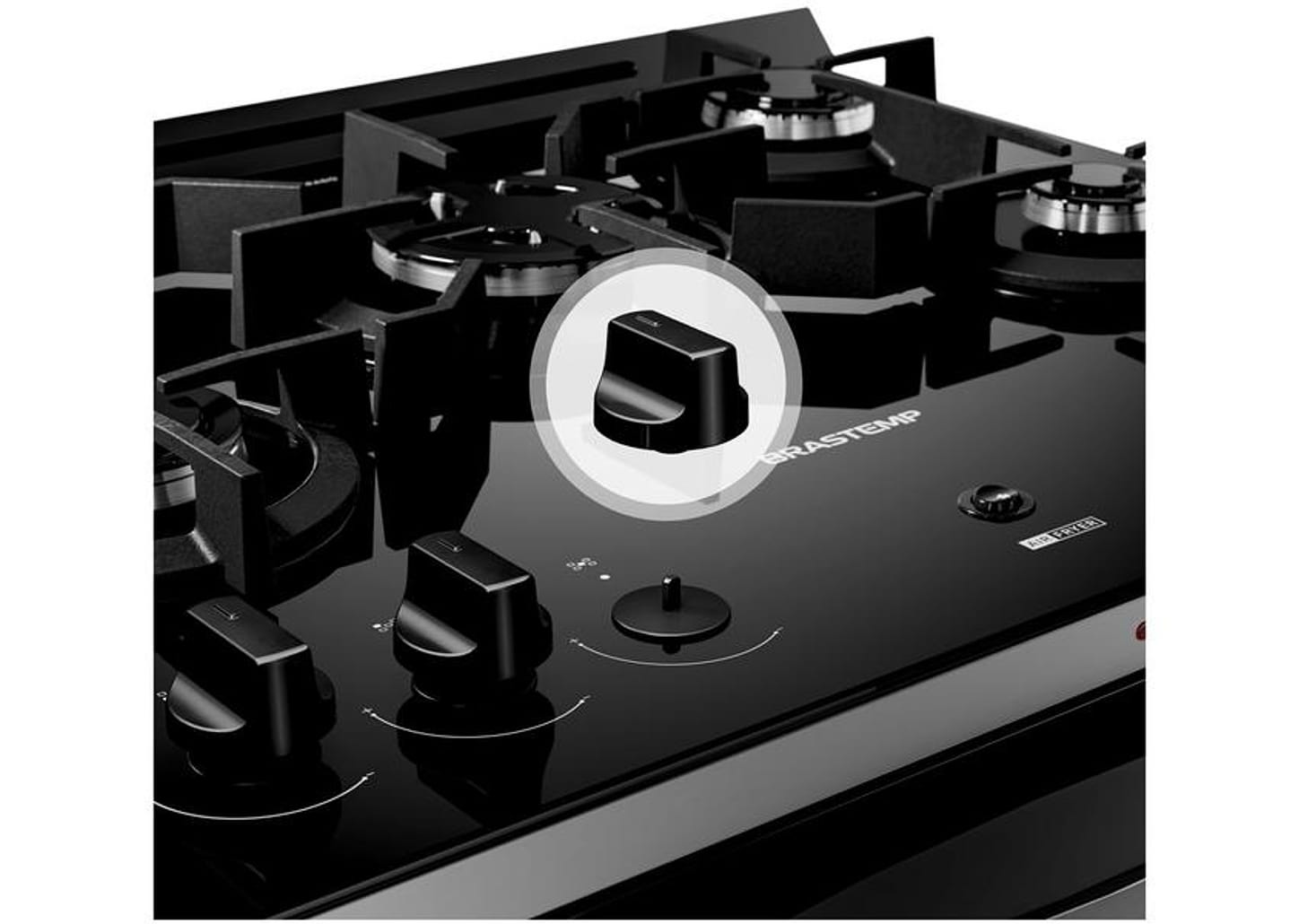 Fogão 5 bocas Brastemp Mesa de Vidro Preto Acendimento Automático BFS5LAE