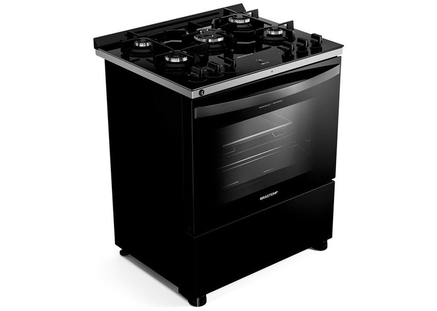 Fogão 5 bocas Brastemp Mesa de Vidro Preto Acendimento Automático BFS5LAE