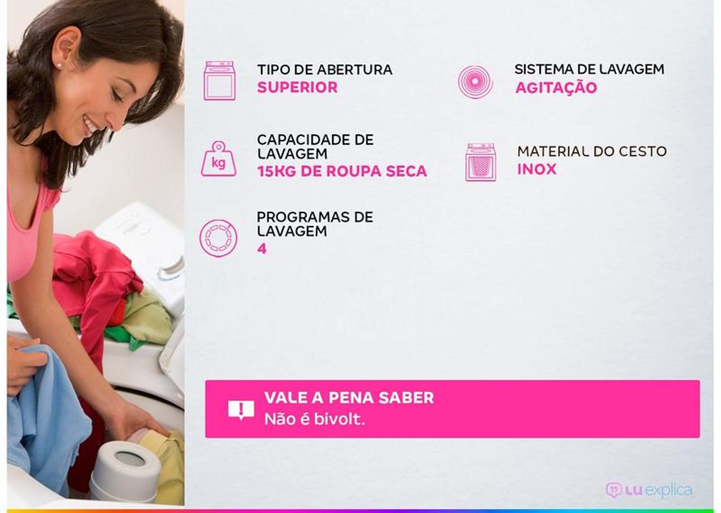 Lavadora de Roupas Brastemp 15kg Cesto Inox 4 Programas de Lavagem Cinza BWT15A9