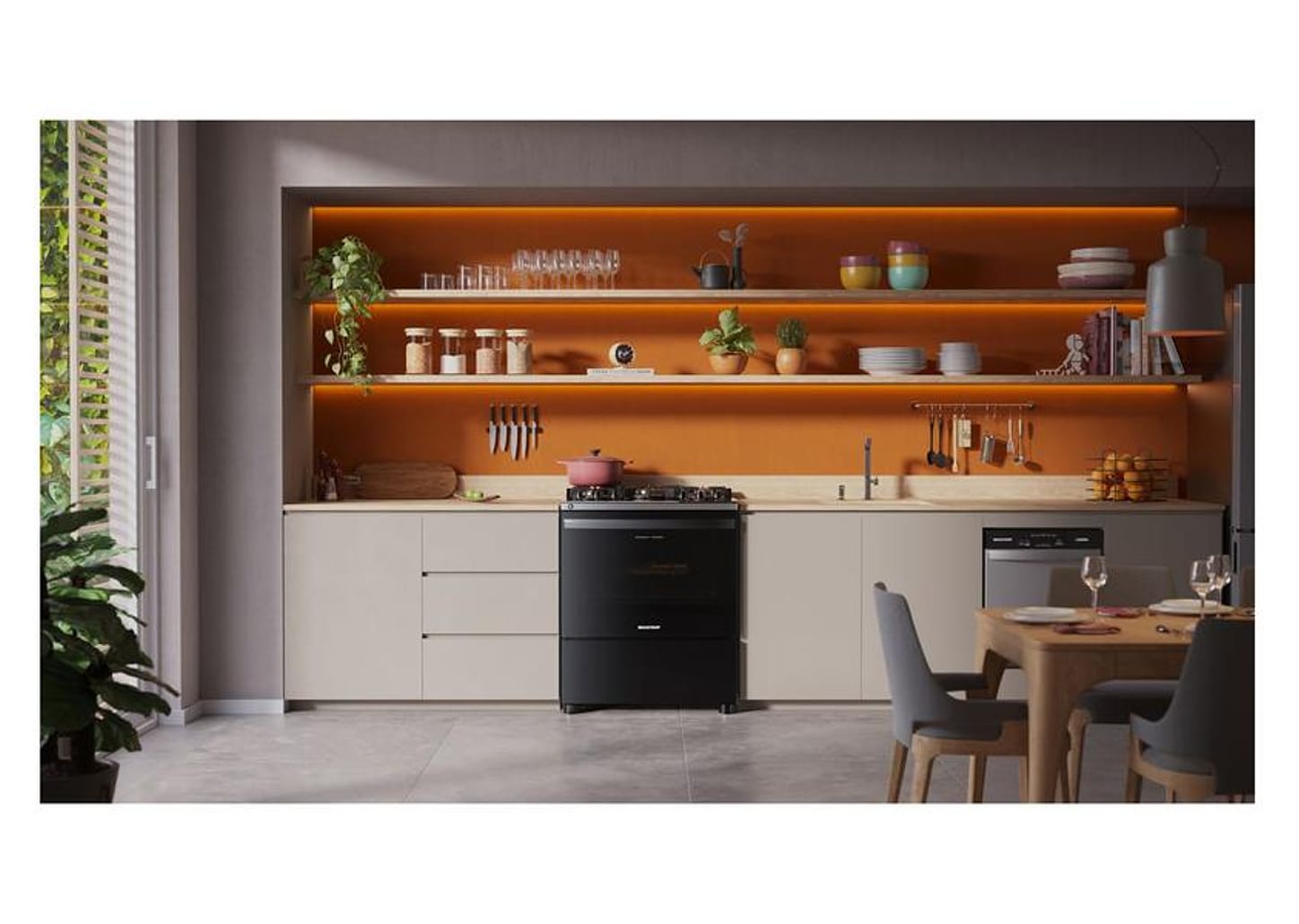 Fogão 5 bocas Brastemp Mesa de Vidro Preto Acendimento Automático BFS5LAE