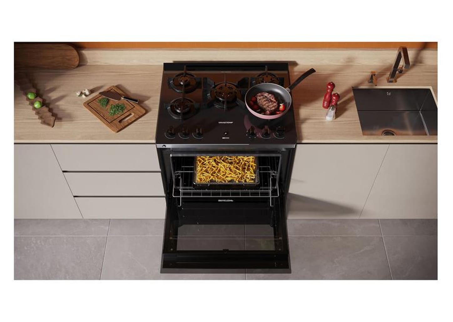 Fogão 5 bocas Brastemp Mesa de Vidro Preto Acendimento Automático BFS5LAE