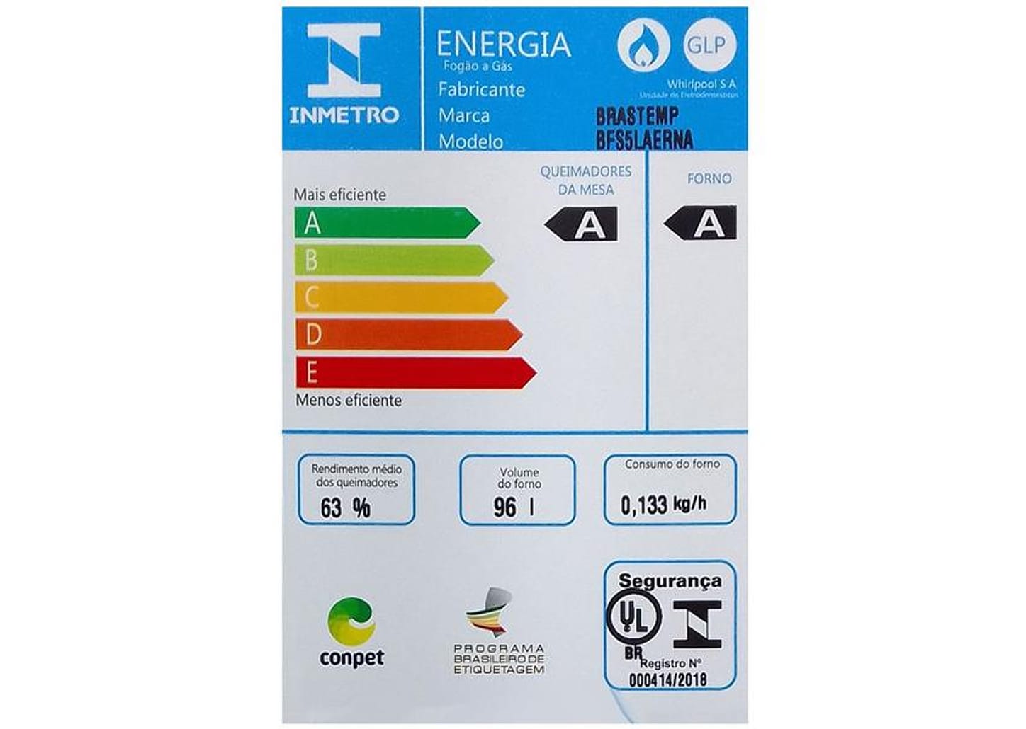 Fogão 5 bocas Brastemp Mesa de Vidro Preto Acendimento Automático BFS5LAE