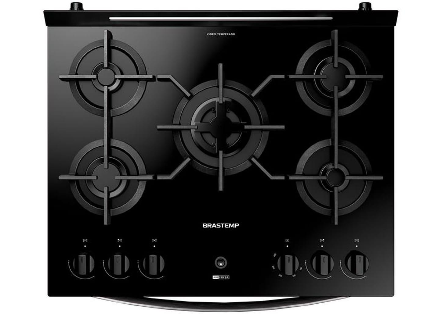 Fogão 5 bocas Brastemp Mesa de Vidro Preto Acendimento Automático BFS5LAE