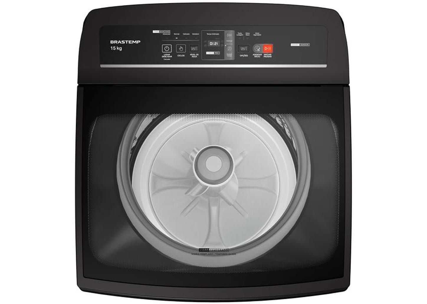 Lavadora de Roupas Brastemp 15kg Cesto Inox 4 Programas de Lavagem Cinza BWT15A9