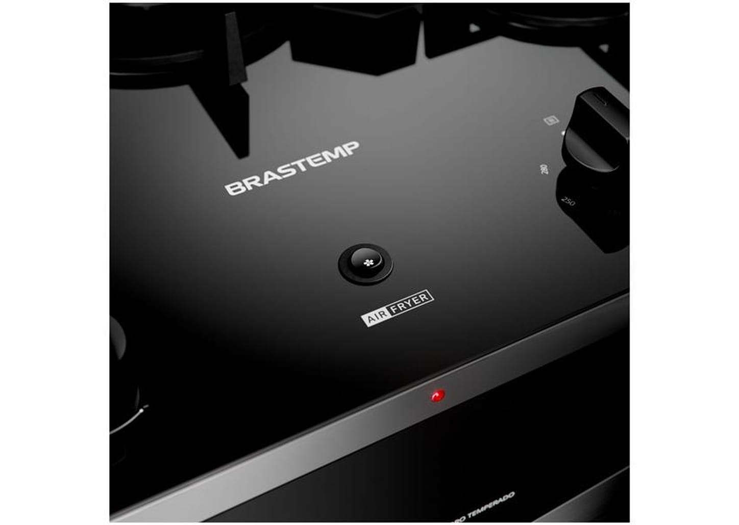 Fogão 5 bocas Brastemp Mesa de Vidro Preto Acendimento Automático BFS5LAE