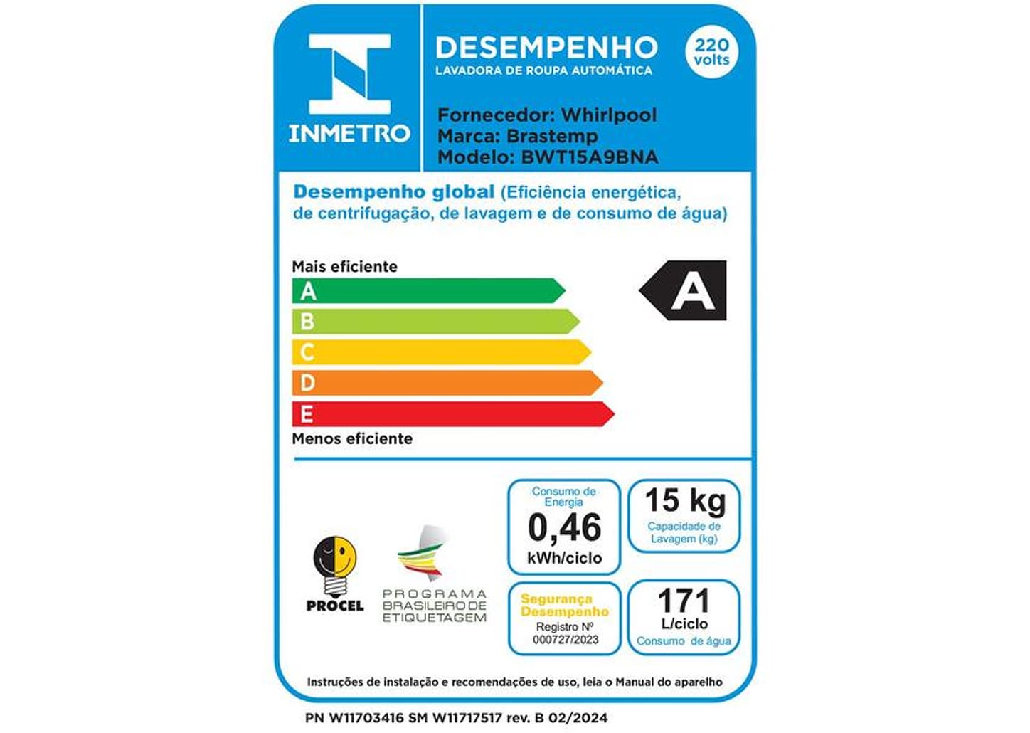 Lavadora de Roupas Brastemp 15kg Cesto Inox 4 Programas de Lavagem Cinza BWT15A9