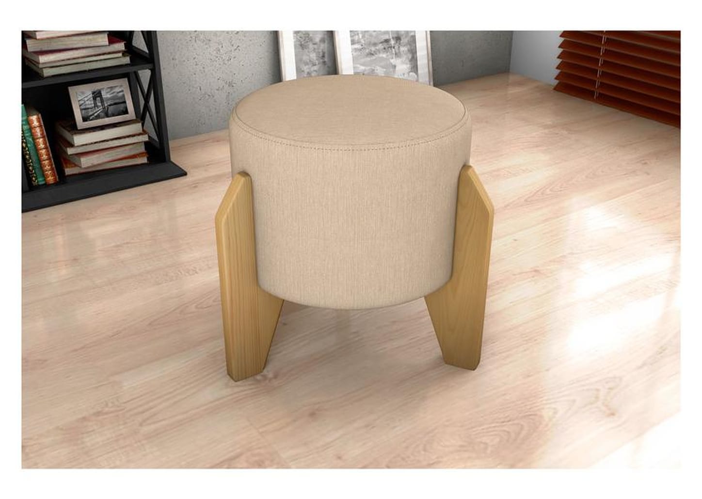 Puff Redondo Solteiro Areia Luxo Matrix