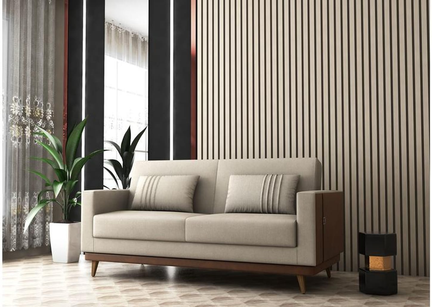 Sofá-cama 3 Lugares Casal Reclinável Linho Matrix Esther