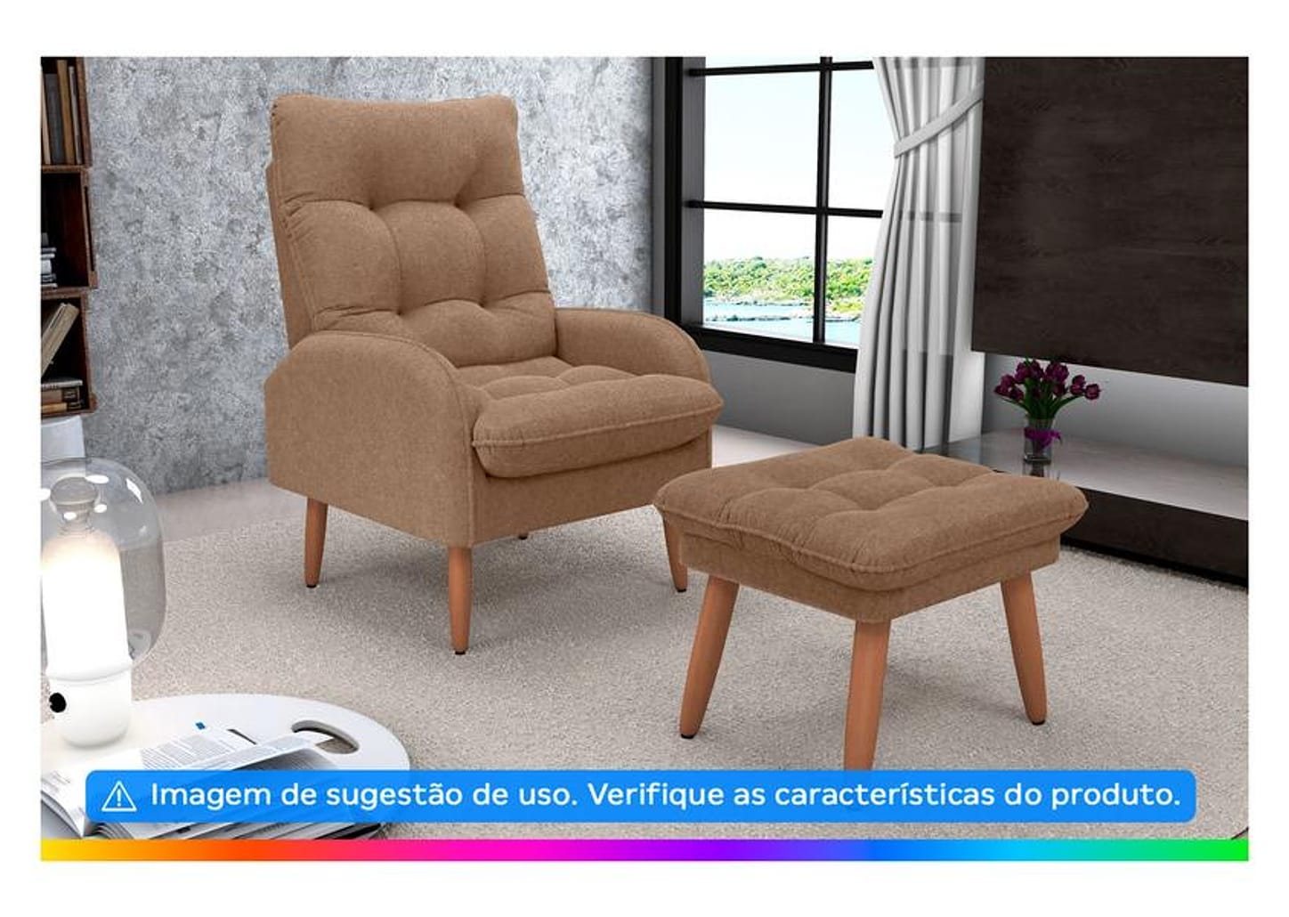 Puff Retangular Marrom Nantes Matrix