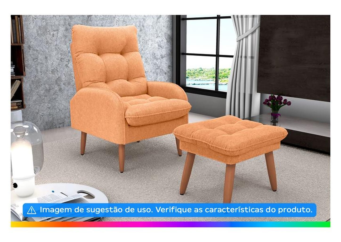 Puff Retangular Mostarda Nantes Matrix