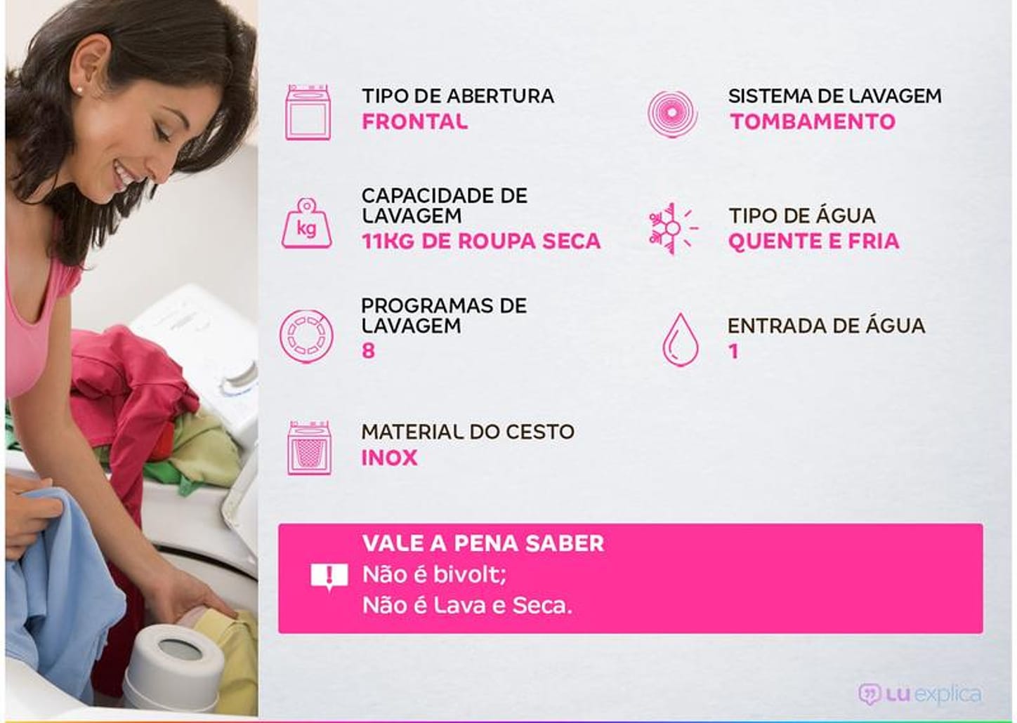 Lavadora de Roupas Electrolux Premium Care LFE11 11kg Cesto Inox 8 Programas de Lavagem