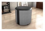 Puff Circular Solteiro Preto e Cinza Copenhage Matrix