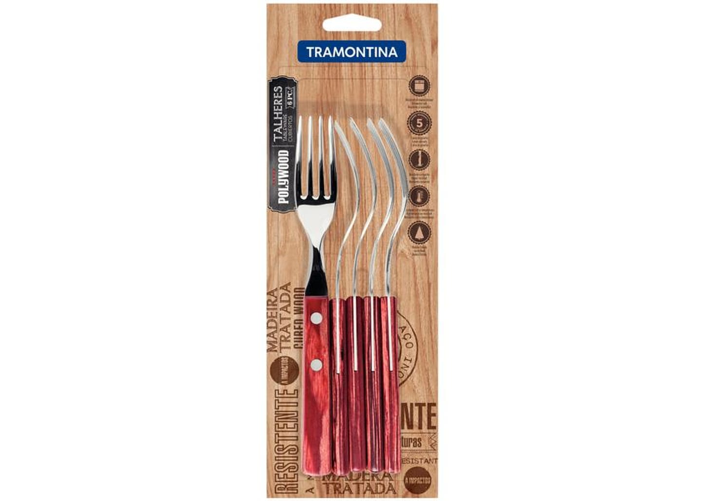 Jogo de Garfos Tramontina Inox Polywood 6 Peças