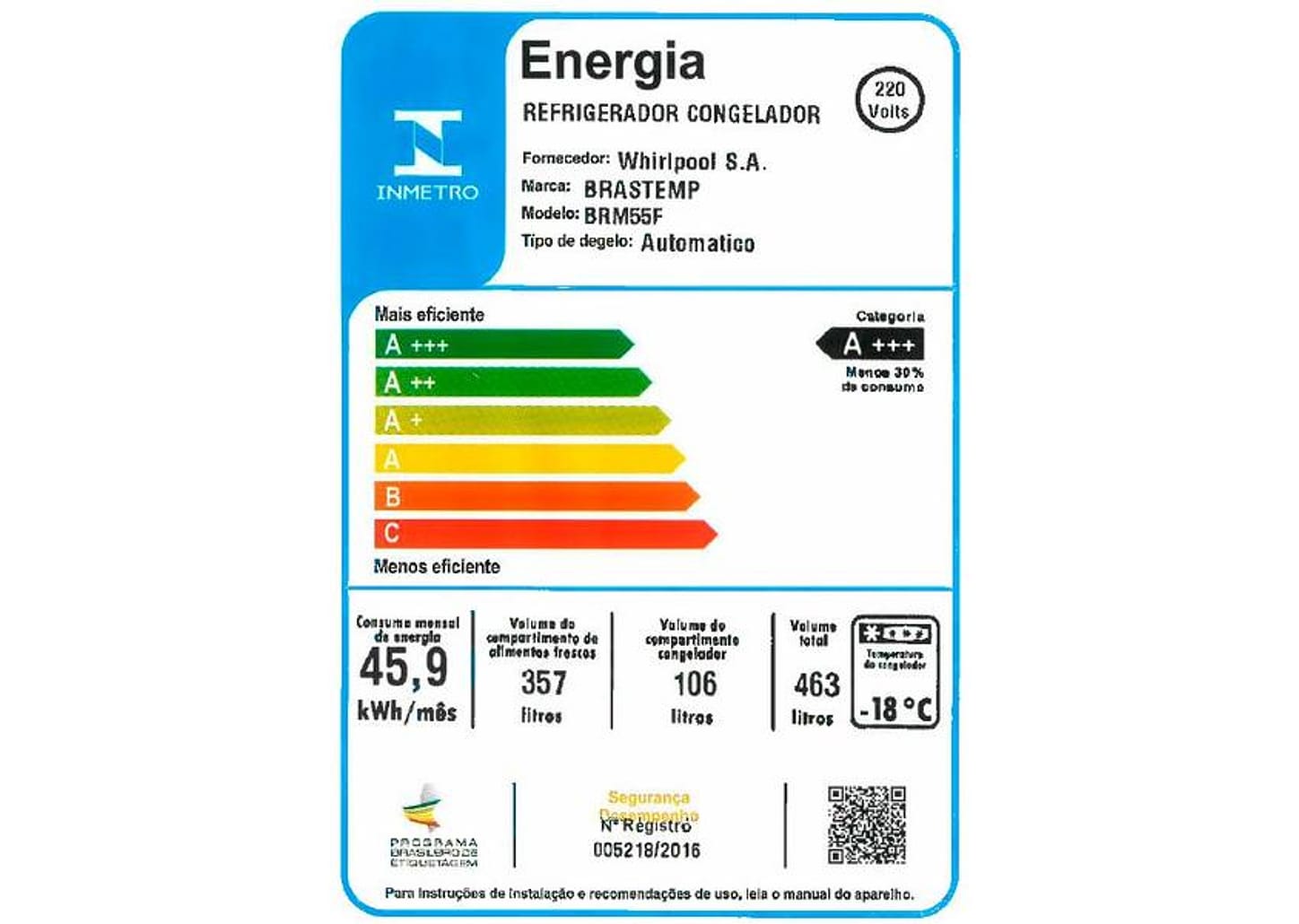 Geladeira/Refrigerador Brastemp Frost Free Duplex - Branca 463L BRM55FB