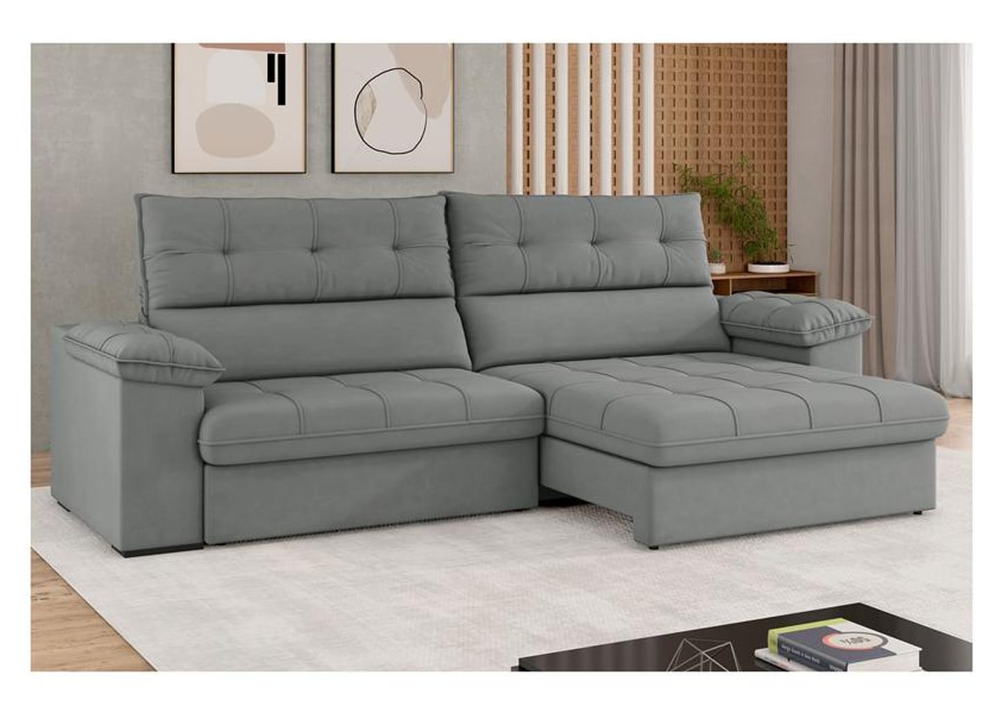 Sofá 4 Lugares Reclinável Suede Veludo Everest Flexforma Estofados