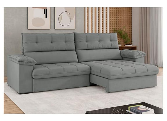 Sofá 4 Lugares Reclinável Suede Veludo Everest Flexforma Estofados