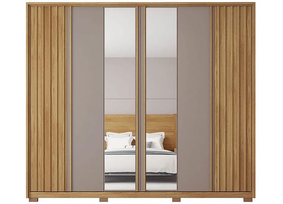 Guarda-roupa Casal com Espelho 6 Portas 4 Gavetas Caemmun Apollo