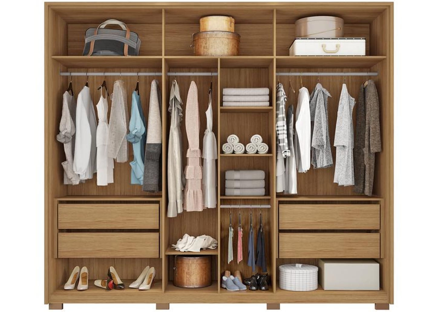 Guarda-roupa Casal com Espelho 6 Portas 4 Gavetas Caemmun Apollo