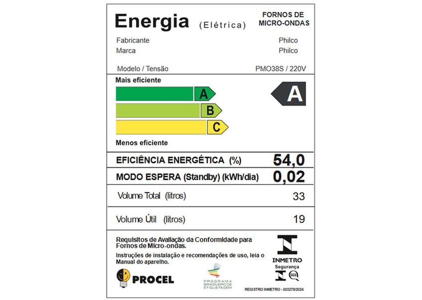 Micro-ondas Philco 33L Prata Espelhado PMO38S