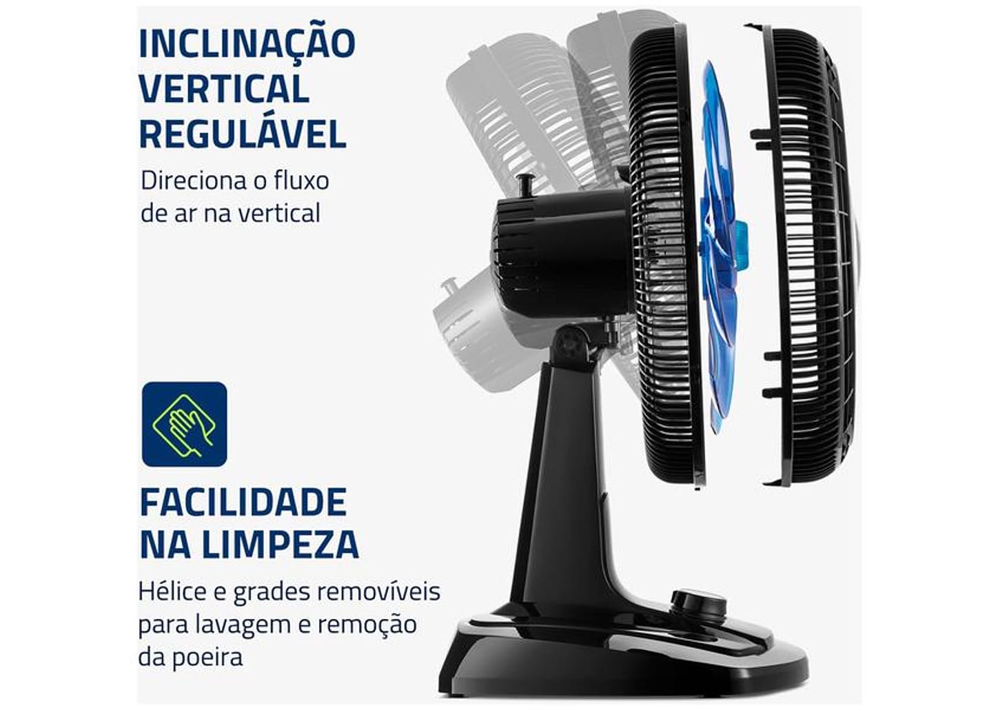 Ventilador de Mesa Mondial Super Turbo VTX-40-Crystal 40cm 8 Pás 3 Velocidades Preto
