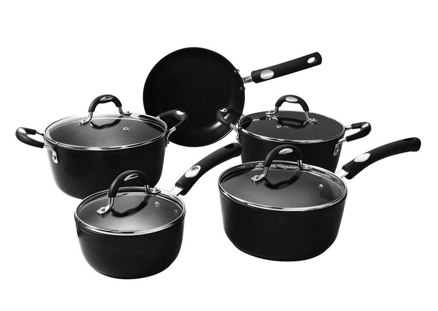 Jogo de Panelas Tramontina Antiaderente de Alumínio Preta 5 Peças Convida Mônaco