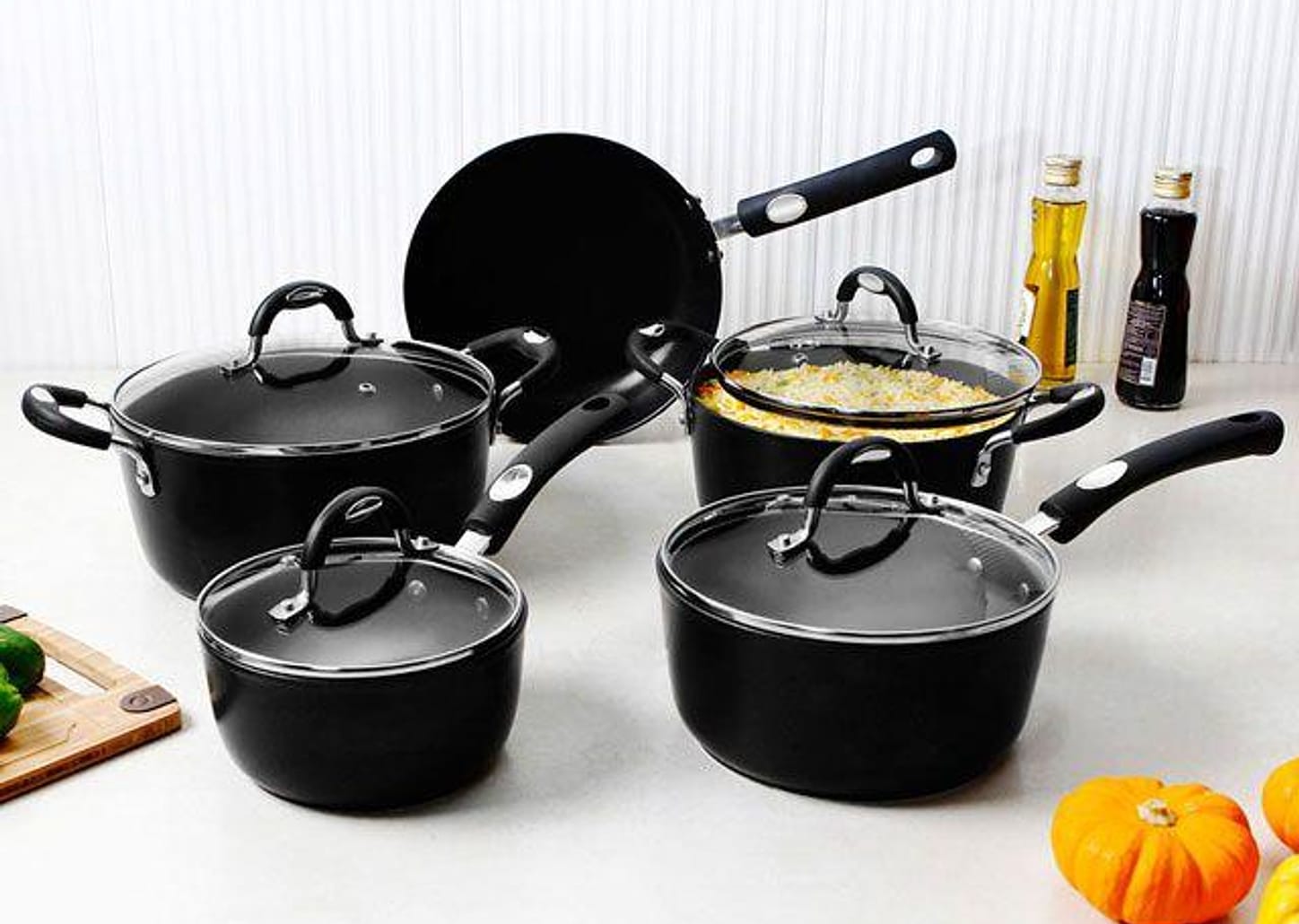 Jogo de Panelas Tramontina Antiaderente de Alumínio Preta 5 Peças Convida Mônaco