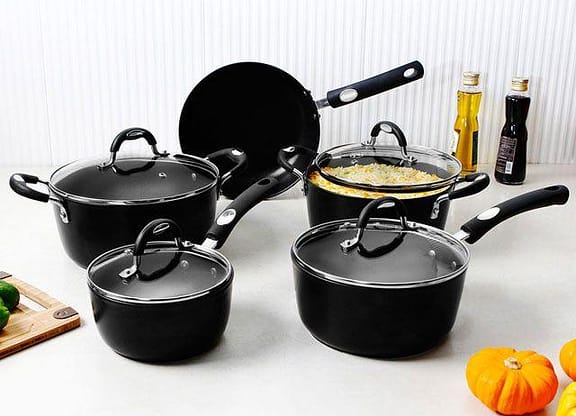 Jogo de Panelas Tramontina Antiaderente de Alumínio Preta 5 Peças Convida Mônaco