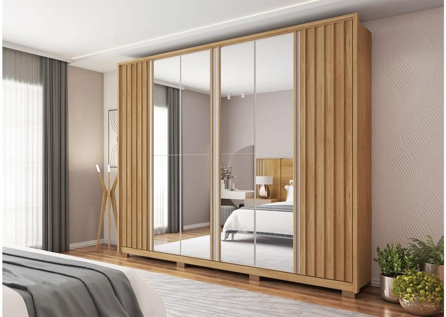 Guarda-roupa Casal com Espelho 6 Portas 6 Gavetas Caemmun Apollo