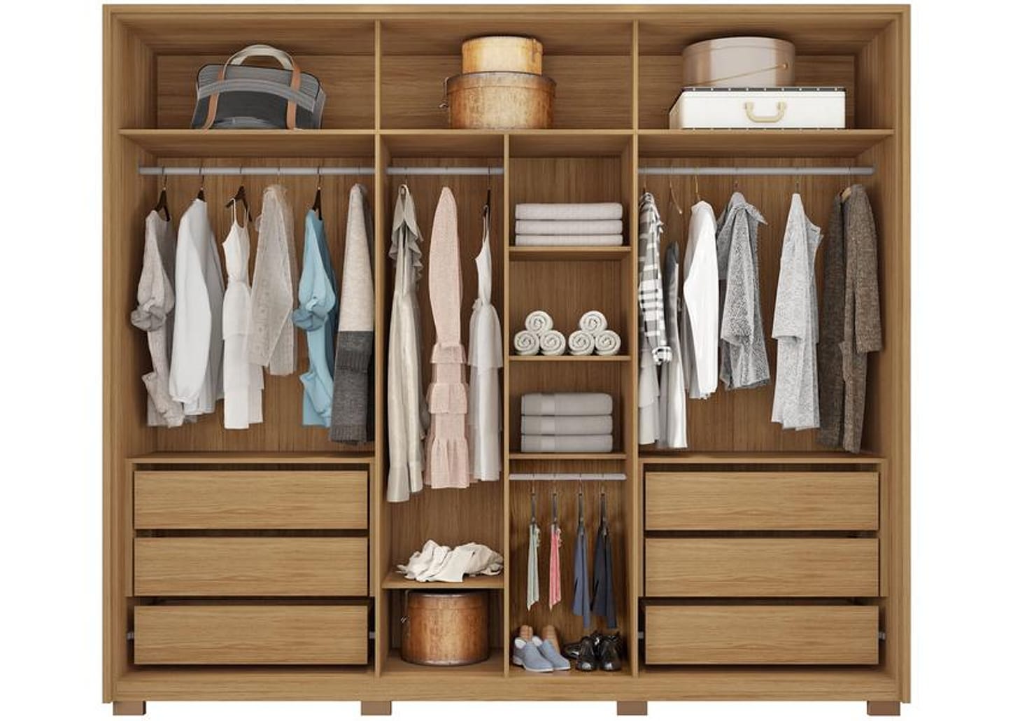 Guarda-roupa Casal com Espelho 6 Portas 6 Gavetas Caemmun Apollo